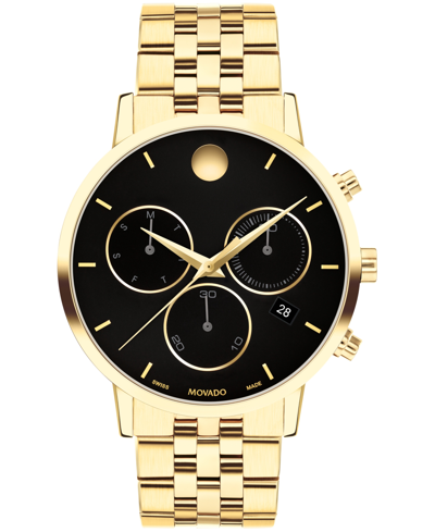 Shop Movado Men's Museum Classic Swiss Quartz Chrono Light Yellow Pvd Watch 42mm In Gold-tone