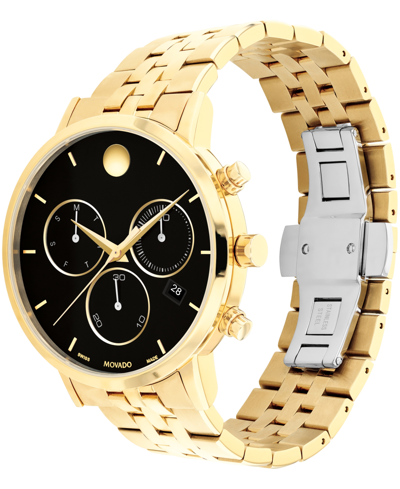 Shop Movado Men's Museum Classic Swiss Quartz Chrono Light Yellow Pvd Watch 42mm In Gold-tone