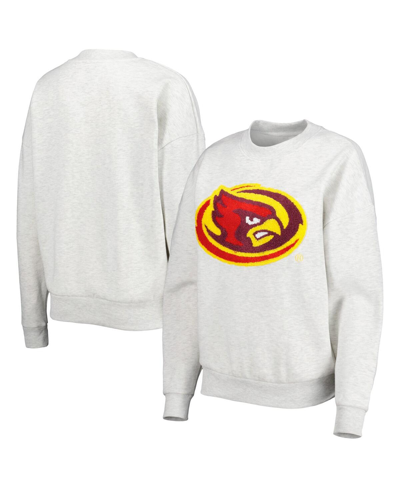 Shop Gameday Couture Women's  Heather Gray Iowa State Cyclones Chenille Patch Fleece Pullover Sweatshirt