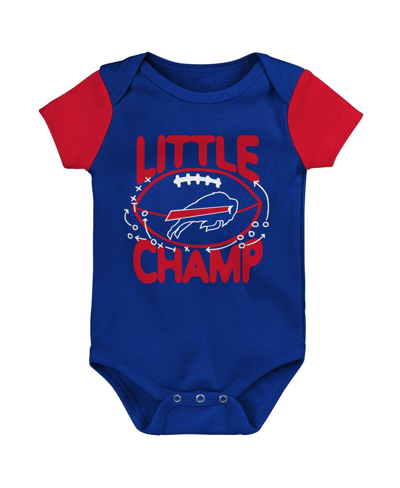 Outerstuff Newborn And Infant Boys And Girls Royal, Red Buffalo Bills Little Champ Three-piece Bodysuit Bib And In Royal