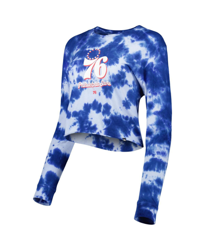 New Era Women's  Royal Philadelphia 76ers Tie Dye Cropped Long Sleeve T-shirt In Royal