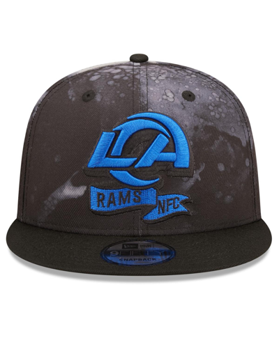 Shop New Era Men's  Black Los Angeles Rams Ink Dye 2022 Sideline 9fifty Snapback Hat