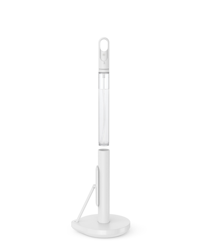 Simplehuman Paper Towel Holder And Spray Pump In White Stainless Steel