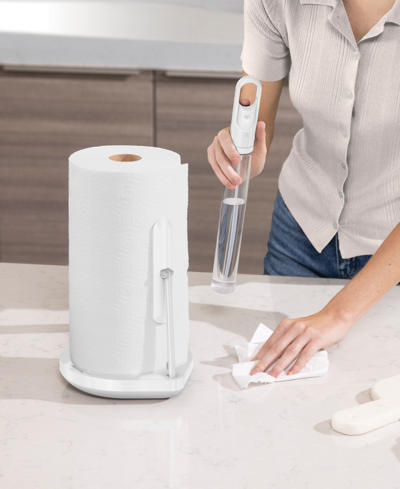 Simplehuman Paper Towel Holder And Spray Pump In White Stainless Steel