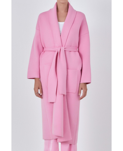 Shop Endless Rose Women's Shawl Collar Over Long Cardigan In Pink