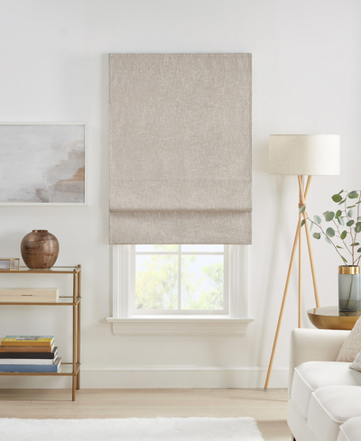 Shop Eclipse Drew Blackout Textured Solid Cordless Roman Shade, 64" X 33" In Linen