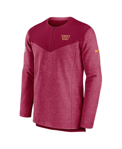 Shop Nike Men's  Burgundy Washington Commanders Sideline Lockup Performance Quarter-zip Jacket