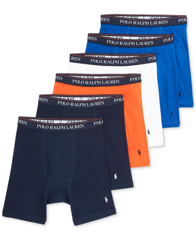 Shop Polo Ralph Lauren Men's 5+1 Free Bonus Pack Classic-fit Boxer Briefs In Cruise Navy,dusk Orange,white,sapp