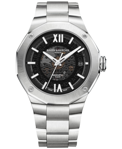 Shop Baume & Mercier Men's Swiss Automatic Riviera Stainless Steel Bracelet Watch 42mm In Silver