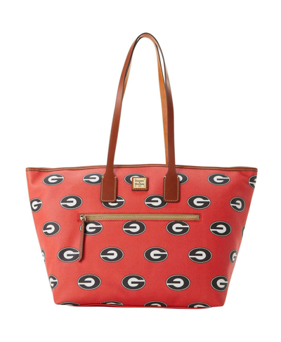 Shop Dooney & Bourke Women's  Georgia Bulldogs Sporty Monogram Large Zip Tote Bag In Red
