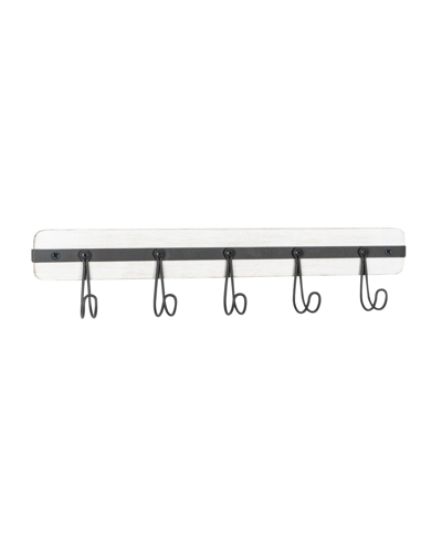 Spectrum Rowan Wall Mount 5-hook Wood Entryway Storage And Organization Rack In White Wash And Industrial Gray
