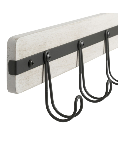 Spectrum Rowan Wall Mount 5-hook Wood Entryway Storage And Organization Rack In White Wash And Industrial Gray
