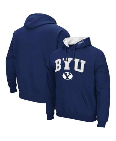 Shop Colosseum Men's  Navy Byu Cougars Arch And Logo 3.0 Pullover Hoodie