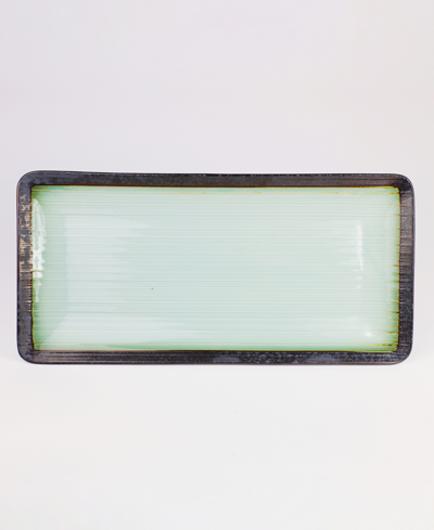 Euro Ceramica Diana Rectangular Serving Platter In Turquoise,gray