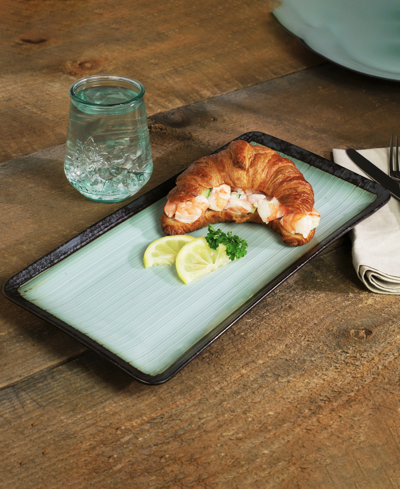 Shop Euro Ceramica Diana Rectangular Serving Platter In Turquoise,gray