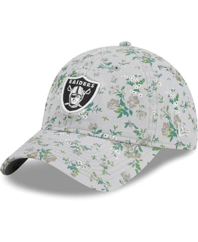 Shop New Era Women's  Gray Las Vegas Raiders Bouquet 9twenty Adjustable Hat