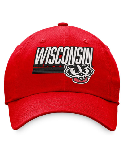 Shop Top Of The World Men's  Red Wisconsin Badgers Slice Adjustable Hat