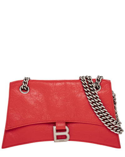 Shop Balenciaga Crush Small Leather Shoulder Bag In Red