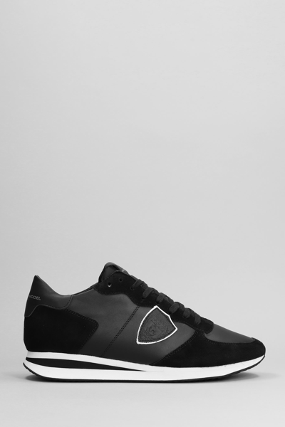Shop Philippe Model Trpx Sneakers In Black Suede And Leather