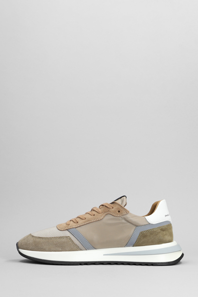 Shop Philippe Model Tropez 2.1 Sneakers In Taupe Suede And Fabric