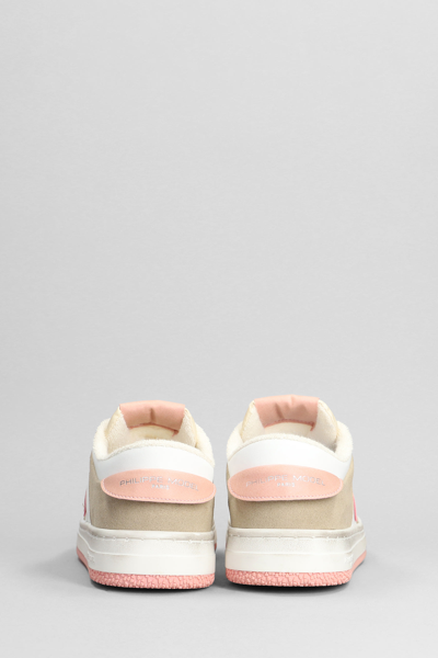 Shop Philippe Model Lyon Sneakers In White Suede And Leather