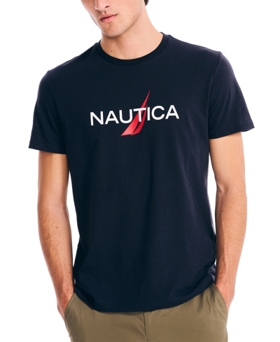 Shop Nautica Men's Crewneck Short Sleeve Logo Graphic T-shirt In Navy