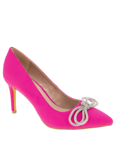 Shop Bcbgeneration Women's Anna Crystal Bow Slip-on Pumps In Fuchsia Pink Neoprene