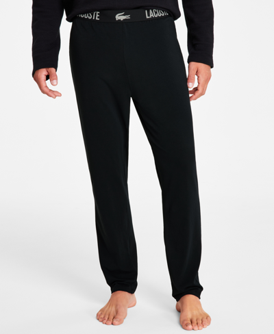 Shop Lacoste Men's Classic-fit Straight-leg Pajama Pants In Black