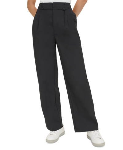 Shop Calvin Klein Jeans Est.1978 Women's High-waist Wide-leg Pleated Pants In Black