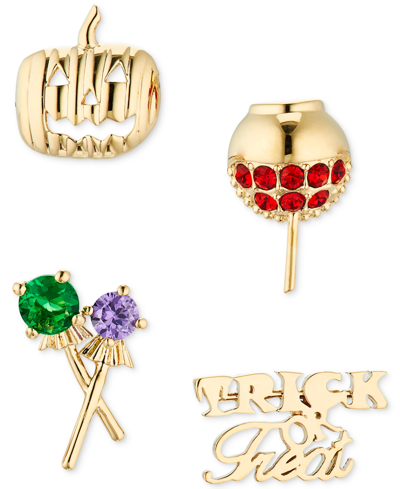 Shop Ava Nadri 18k Gold-plated 4-pc. Set Mixed Stone Trick Or Treat Single Stud Earrings