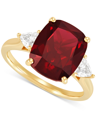Shop Grown With Love Lab Grown Ruby (7-1/4 Ct. T.w.) & Lab Grown Diamond (3/8 Ct. T.w.) Statement Ring In 14k Gold
