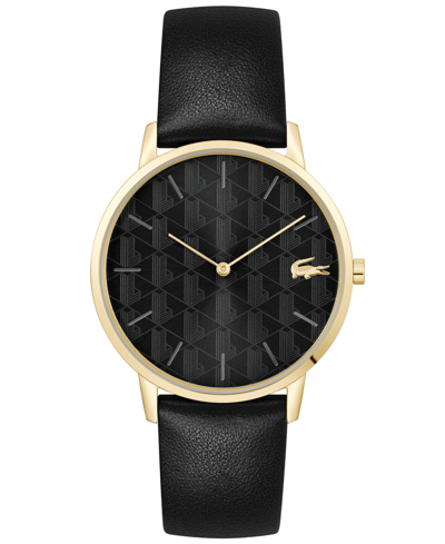 Shop Lacoste Men's Crocorigin Quartz Black Leather Strap Watch 40mm