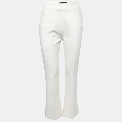 Pre-owned Roland Mouret White Crepe Flared Leg Trousers M