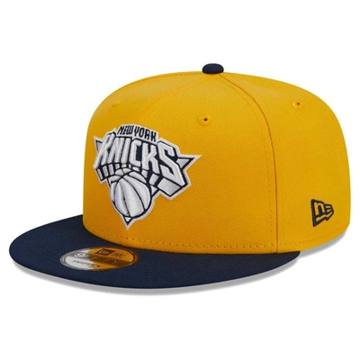 New Era Men's Gold, Navy New York Knicks Colour Pack 2-tone 9fifty Snapback  Hat In Gold,navy