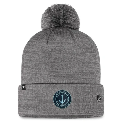Shop Fanatics Branded  Gray Seattle Kraken Authentic Pro Home Ice Cuffed Knit Hat With Pom