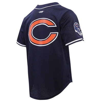 Shop Pro Standard Justin Fields Navy Chicago Bears Mesh Baseball Button-up T-shirt