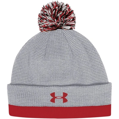 Shop Under Armour Gray Utah Utes 2023 Sideline Performance Cuffed Knit Hat With Pom