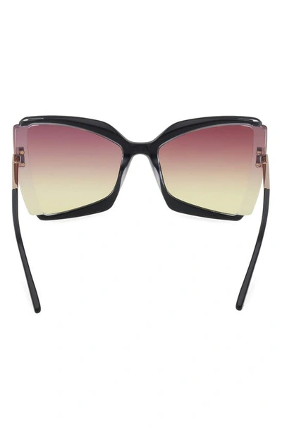 Shop Tom Ford Gia 63mm Oversize Butterfly Sunglasses In Black & Crystal / Sunset