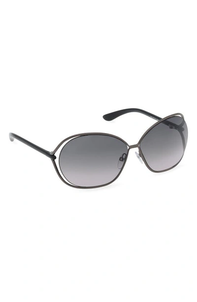 Shop Tom Ford Carla 66mm Oversized Round Metal Sunglasses In Shiny Dark Gunmetal / Smoke