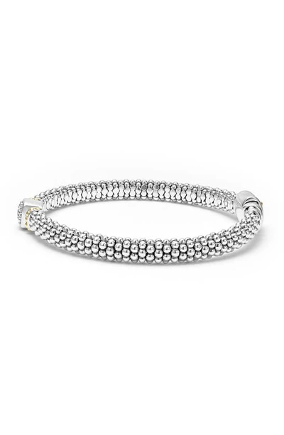 Lagos 18k Yellow Gold & Sterling Silver Rittenhouse Diamond Cluster Caviar Rope Bead Bracelet In Silver