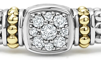 Lagos 18k Yellow Gold & Sterling Silver Rittenhouse Diamond Cluster Caviar Rope Bead Bracelet In Silver