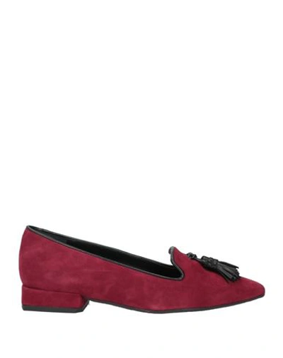 Shop Lorenzo Mari Woman Loafers Burgundy Size 8 Soft Leather In Red