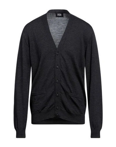 Shop Alpha Studio Man Cardigan Lead Size 44 Merino Wool In Grey