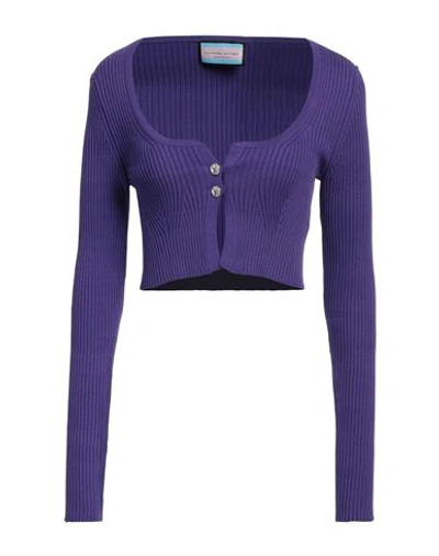 Shop Eleonora Gottardi Woman Cardigan Purple Size L Viscose, Polyester