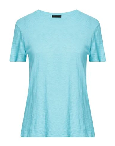 Shop Atm Anthony Thomas Melillo Woman T-shirt Turquoise Size S Cotton In Blue