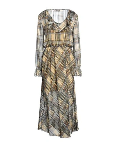Eleonora Amadei Woman Midi Dress Mustard Size 8 Polyester, Metallic Fiber In Yellow