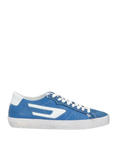 Shop Diesel S-leroji Low Man Sneakers Azure Size 10 Bovine Leather In Blue