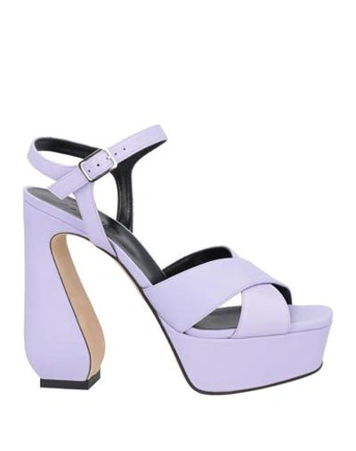 Shop Si Rossi By Sergio Rossi Woman Sandals Lilac Size 8 Soft Leather In Purple
