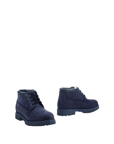 Shop Cafènoir Woman Ankle Boots Midnight Blue Size 10 Textile Fibers, Soft Leather