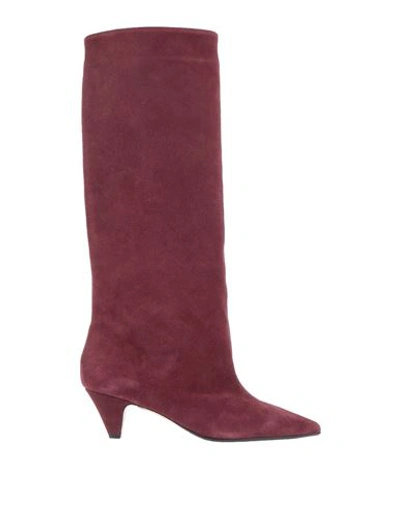 Shop Anna F . Woman Knee Boots Deep Purple Size 11 Soft Leather